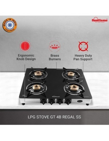 Sunflame Single Burner Stainless Steel Burner Gas Stove Manual Ignition  Silver