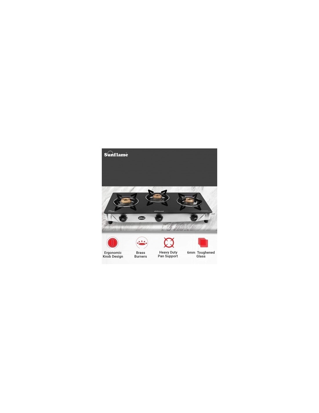 Sunflame crown 3 burner deals gas stove