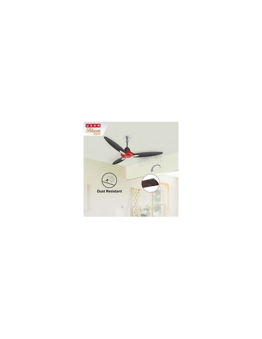 Usha Bloom Daffodil Goodbye Dust Ceiling Fan Mm Sparkle Red And B